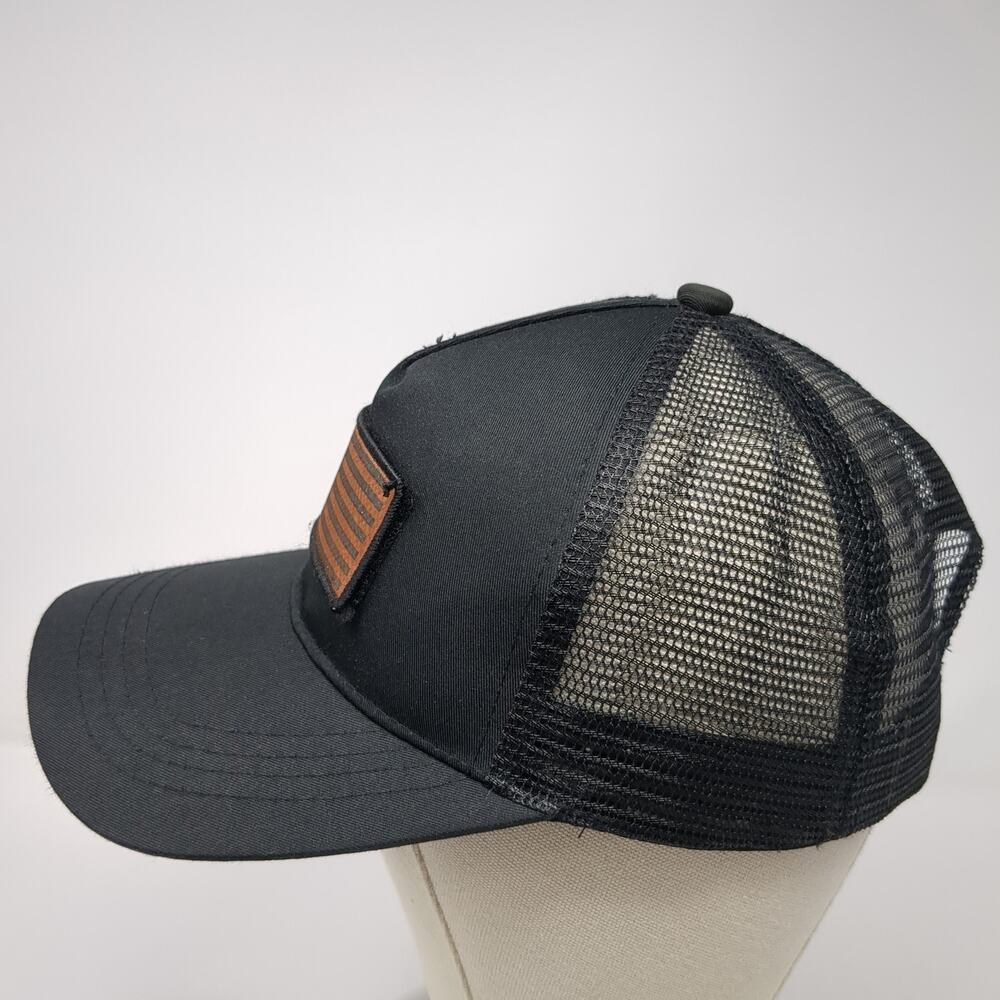 American Flag Patch Snapback Trucker Hat Black On… - image 3